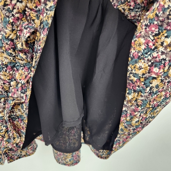 Storia Ditzy Floral Long Sleeve Mini Dress Womens Size Small V Neck Smocked - Picture 8 of 10